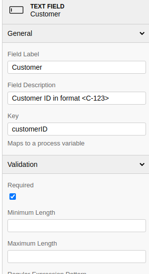 Camunda Form Properties Panel
